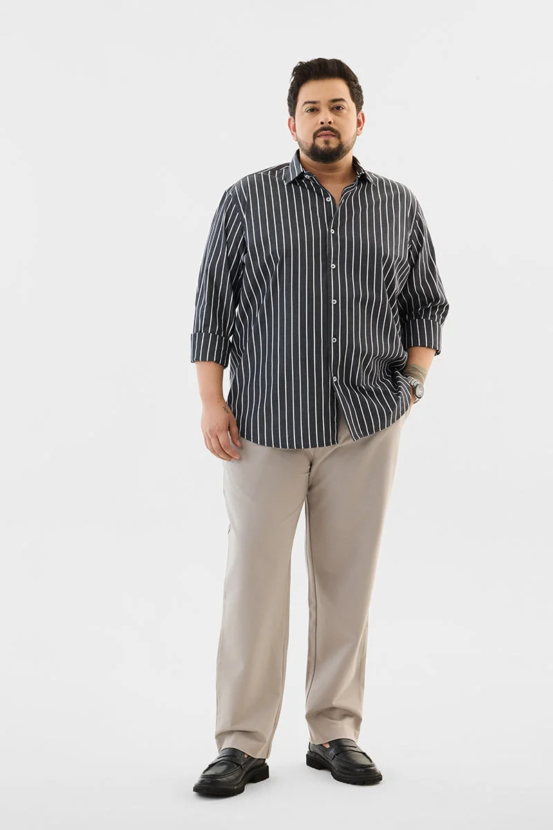 سنيتش 100% Cotton Stripes Plus Size Shirt